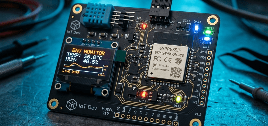 Building an ESP32 Smart Room Weather Logger with DHT11 and OLED