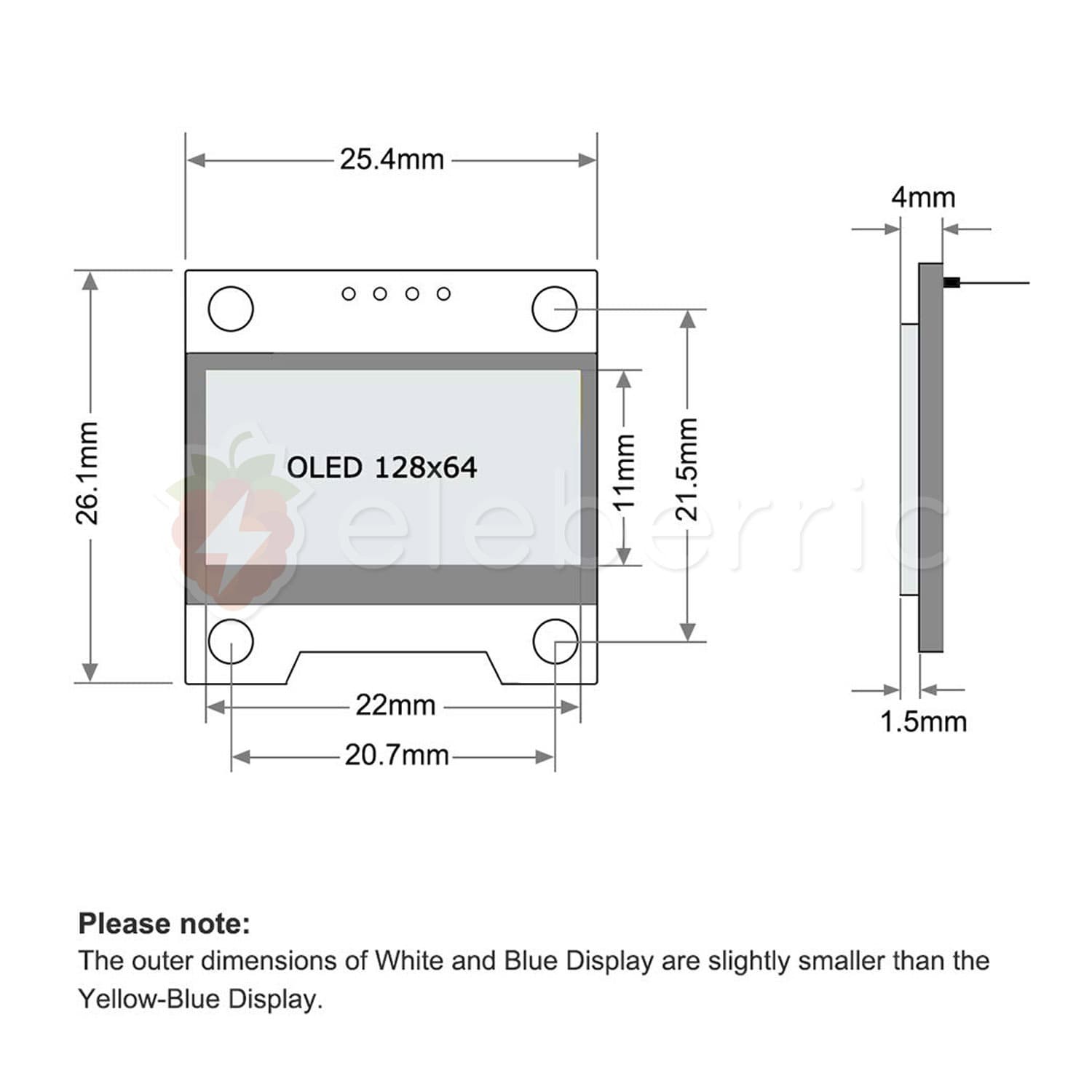 0.96 inch OLED Display White 128×64 I2C IIC 4 Pin - View 7