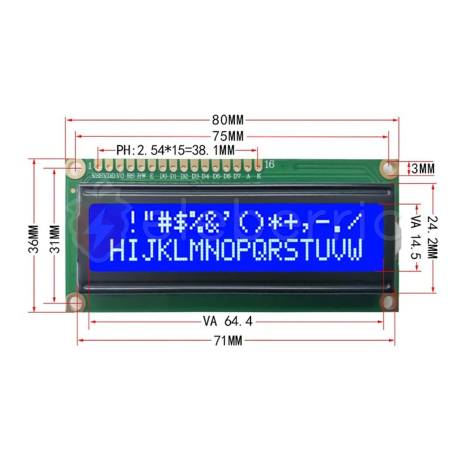 1602 LCD Display Blue Backlight - View 4