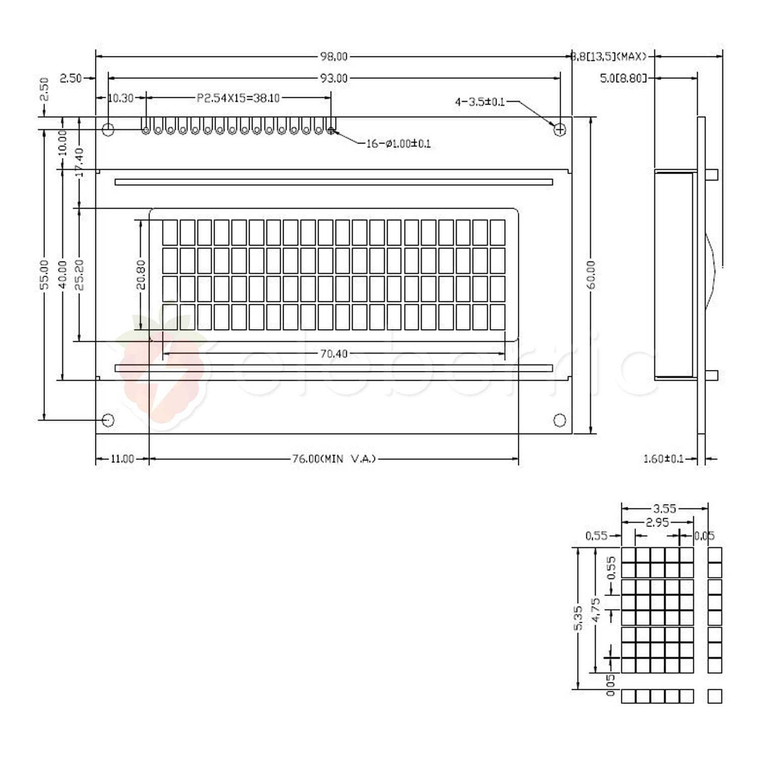 2004 20×4 LCD Display HD44780 Blue Backlight - View 5