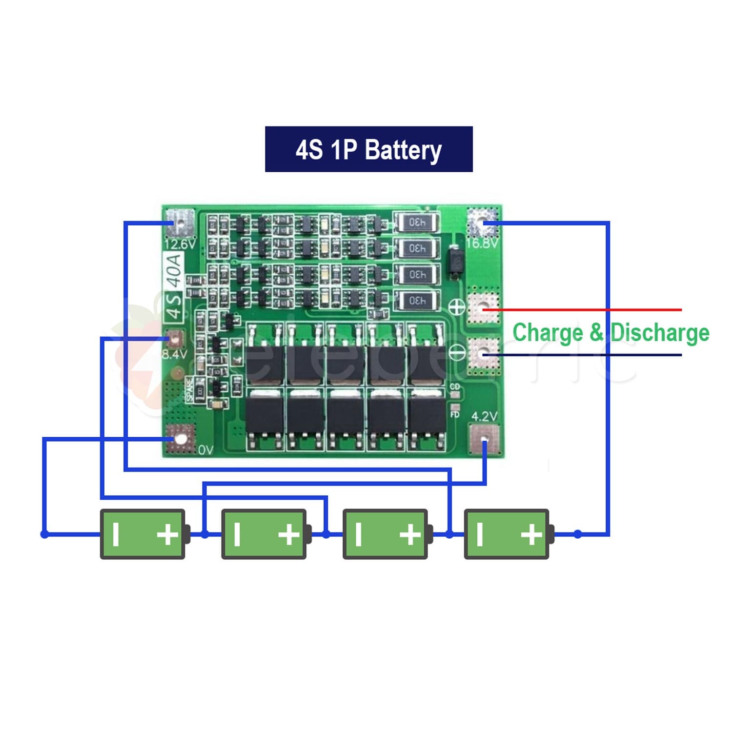 4S 40A Balanced Version 18650 Li-ion Battery Series 14.8V 16.8V BMS Charger Protection Module - View 5