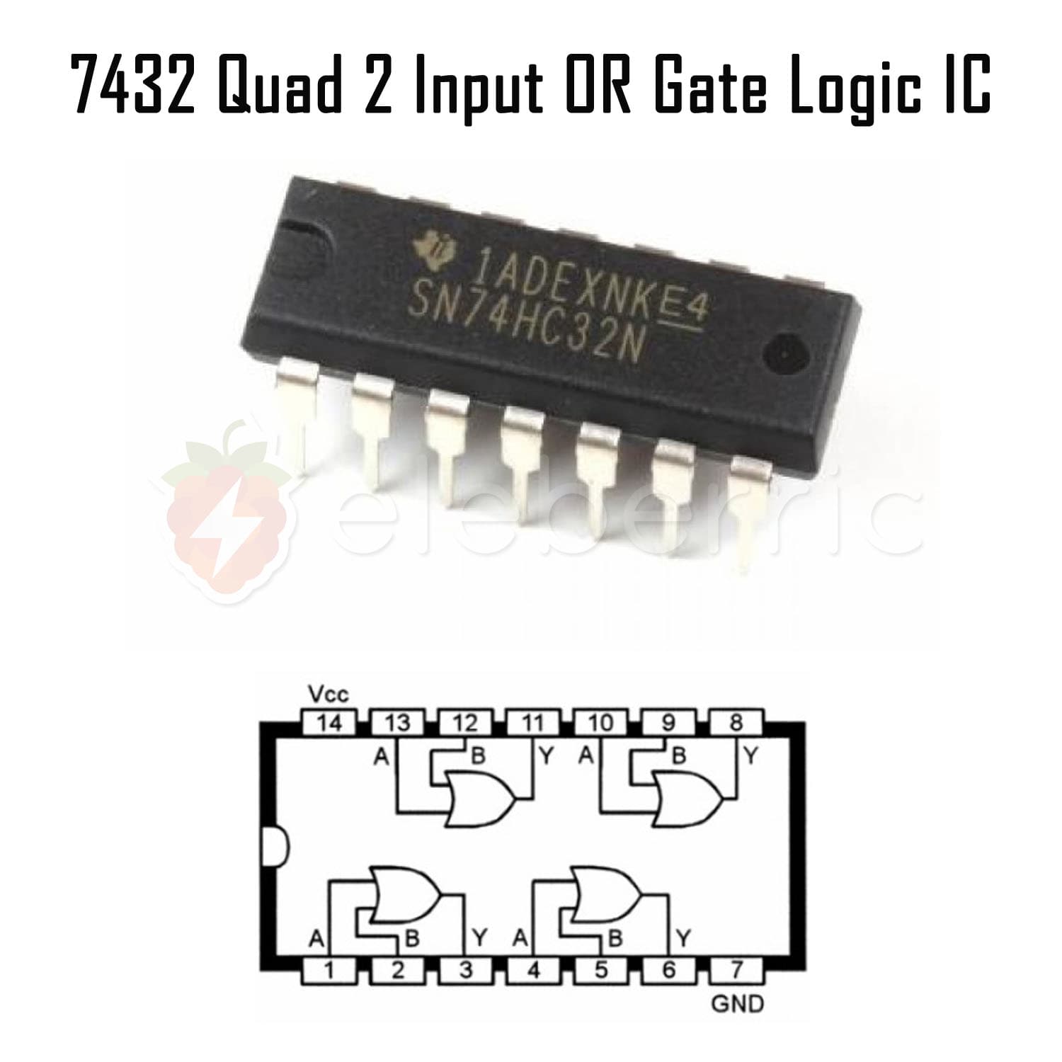 7432 Quad 2 Input OR Gate Logic IC - View 3
