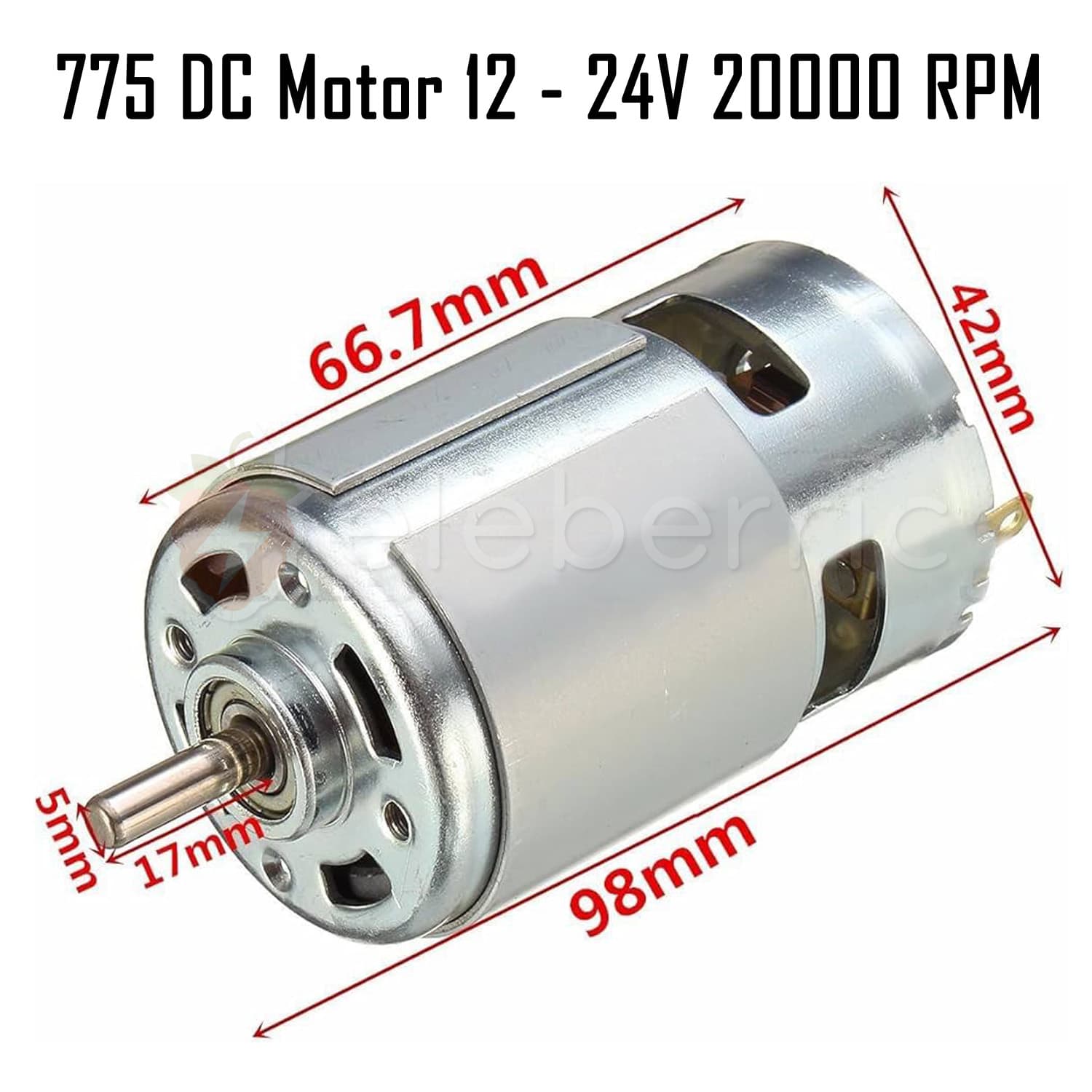 775 DC Motor 12V – 24V DC 20000 RPM - View 4