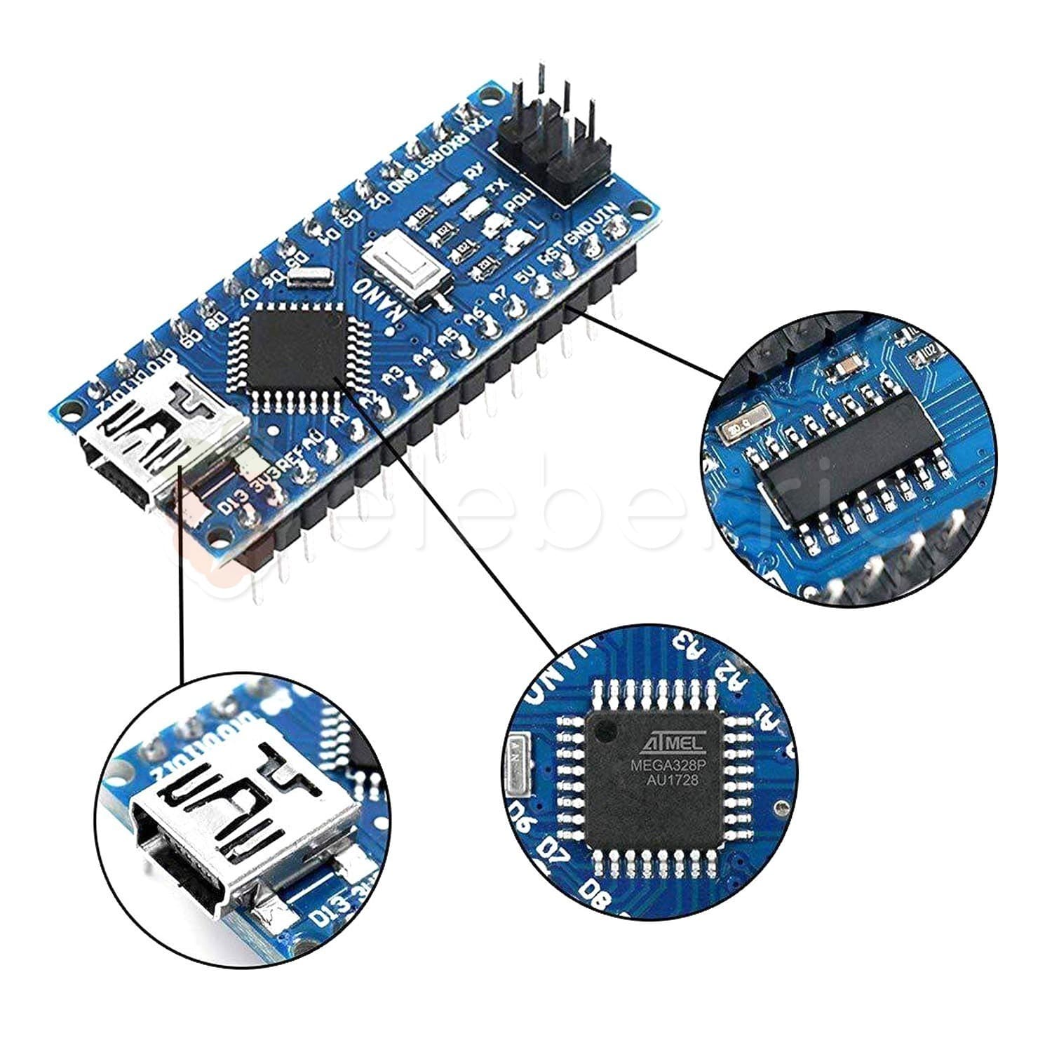 Arduino Nano V3.0 ATMega328P 16MHz 5V CH340G USB Mini (Soldered) - View 3