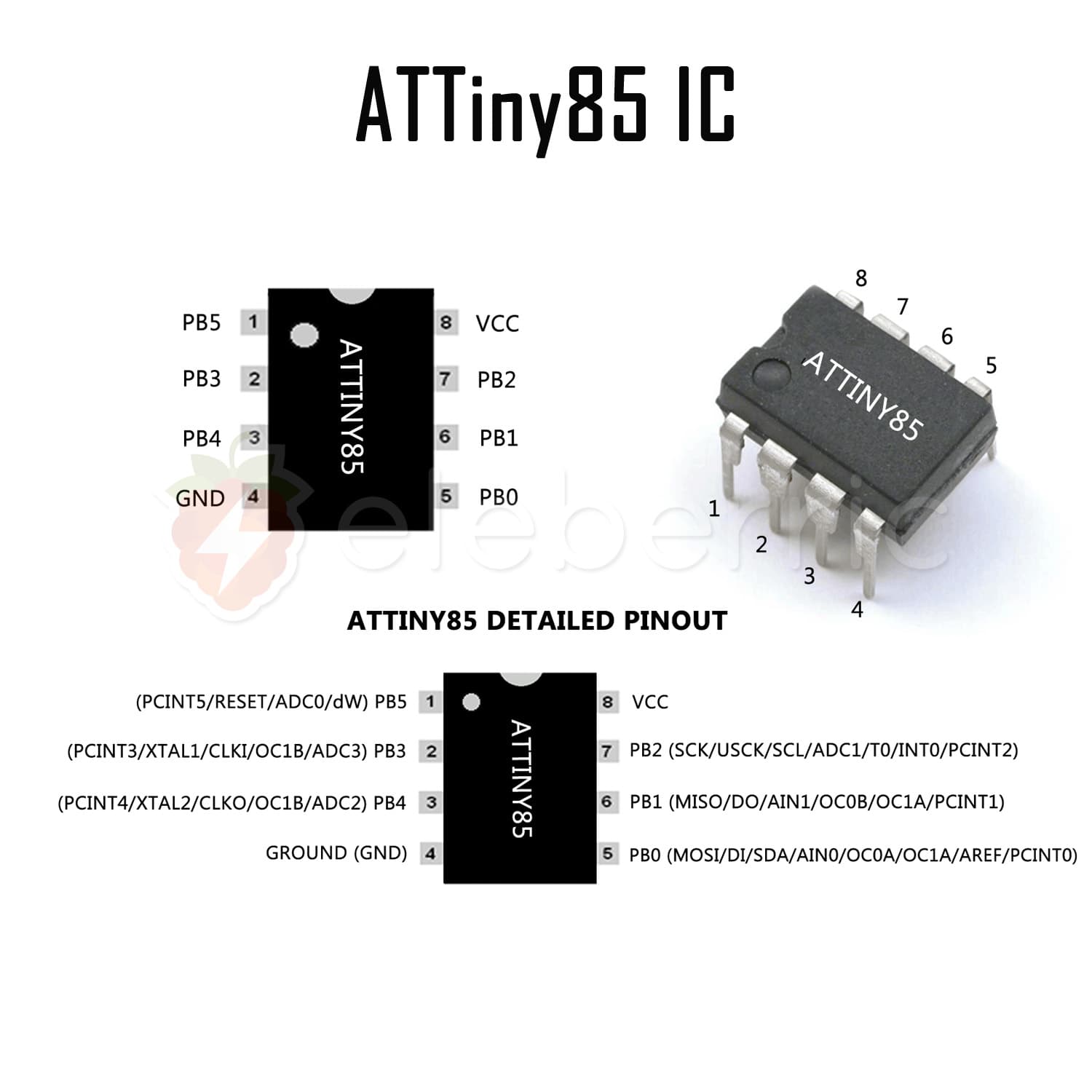 ATTiny85 Microcontroller DIP IC - View 3
