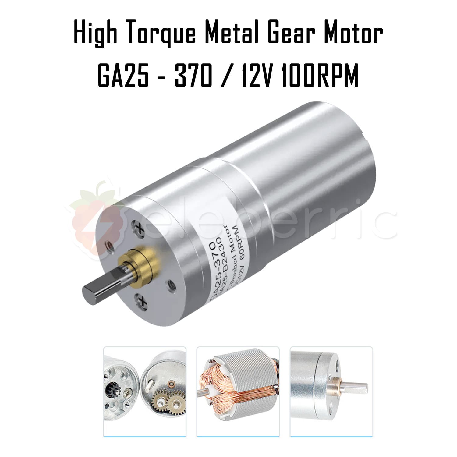 GA25-370 12V 100 RPM High Torque Metal Gear Motor - View 8