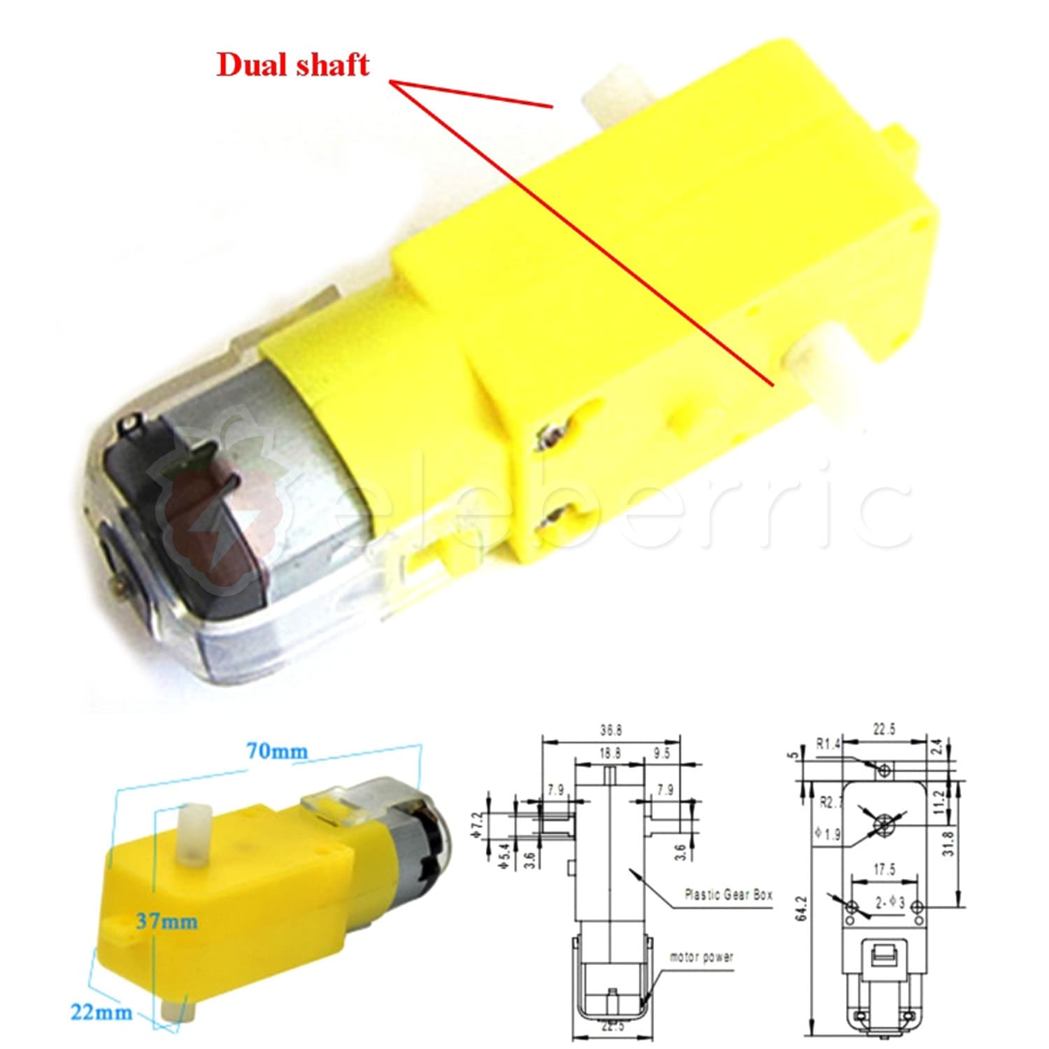 Gear Motor TT Yellow for Arduino Robotic Car - View 4