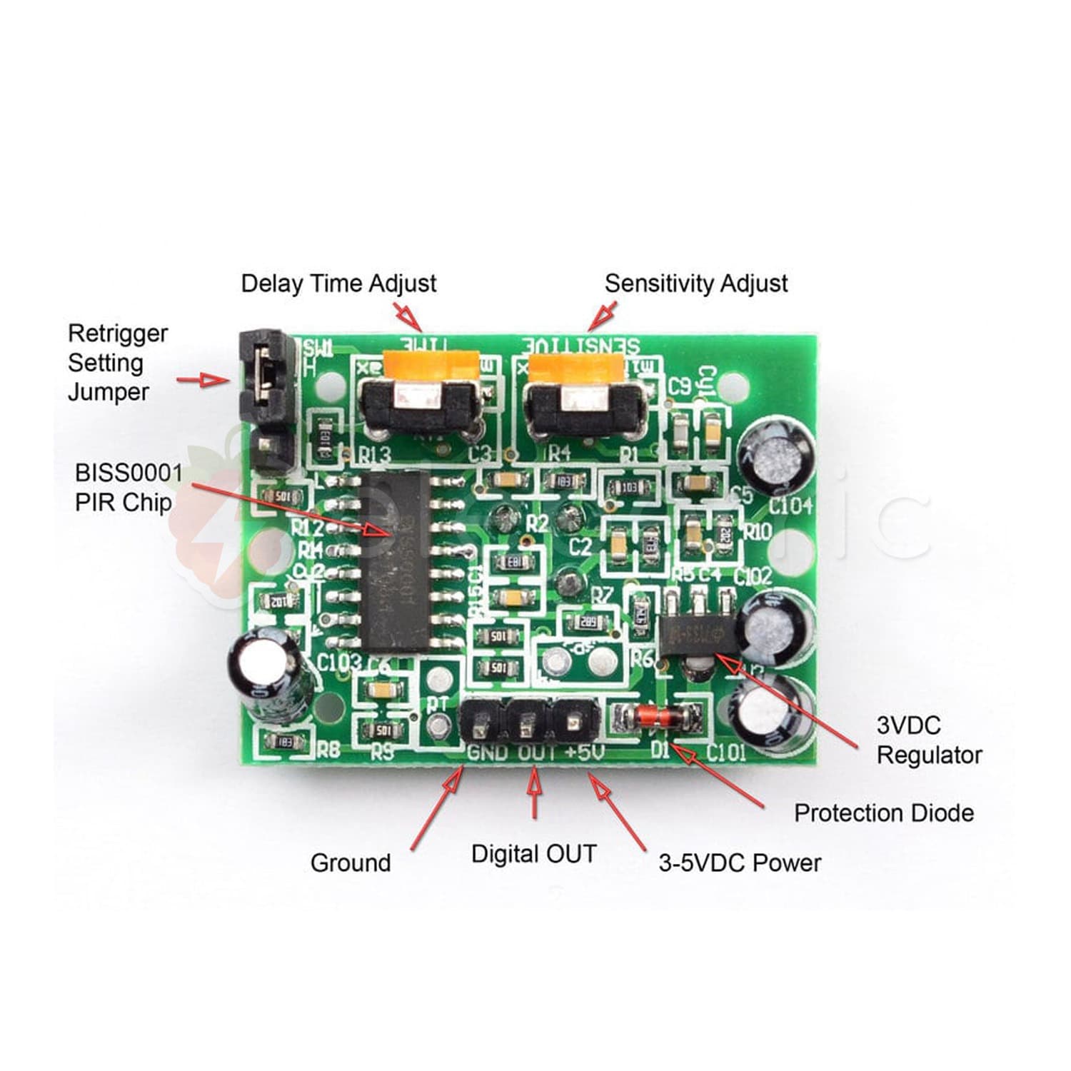 PIR Motion Sensor Module HC-SR501 - View 2