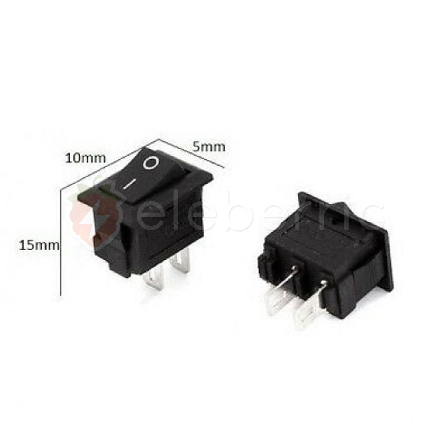 Rocker Switch On/Off 2 Pin Black (Small) - View 5
