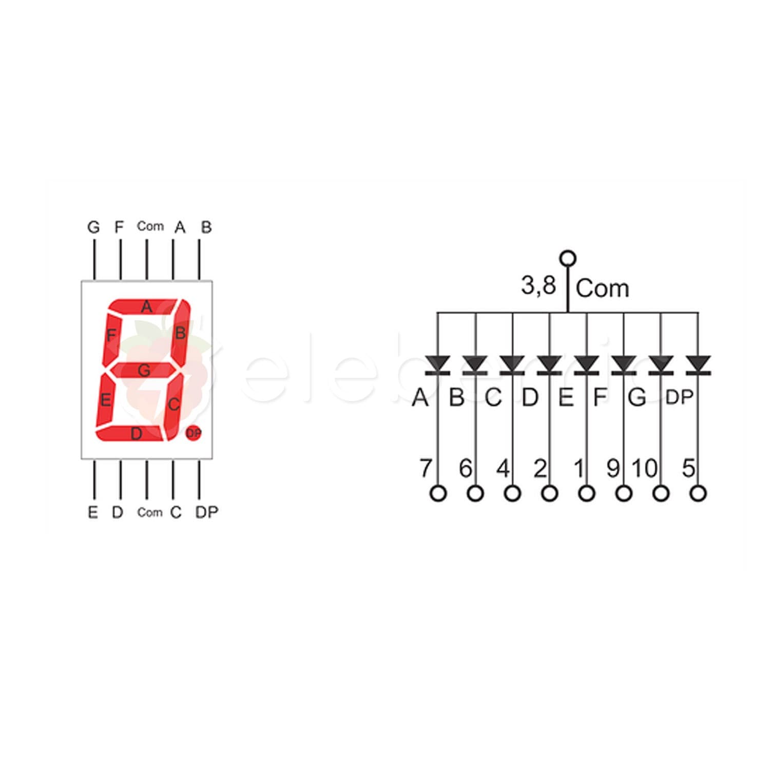 Seven Segment Display 1 Digit 0.56 inch Red Common Cathode - View 5