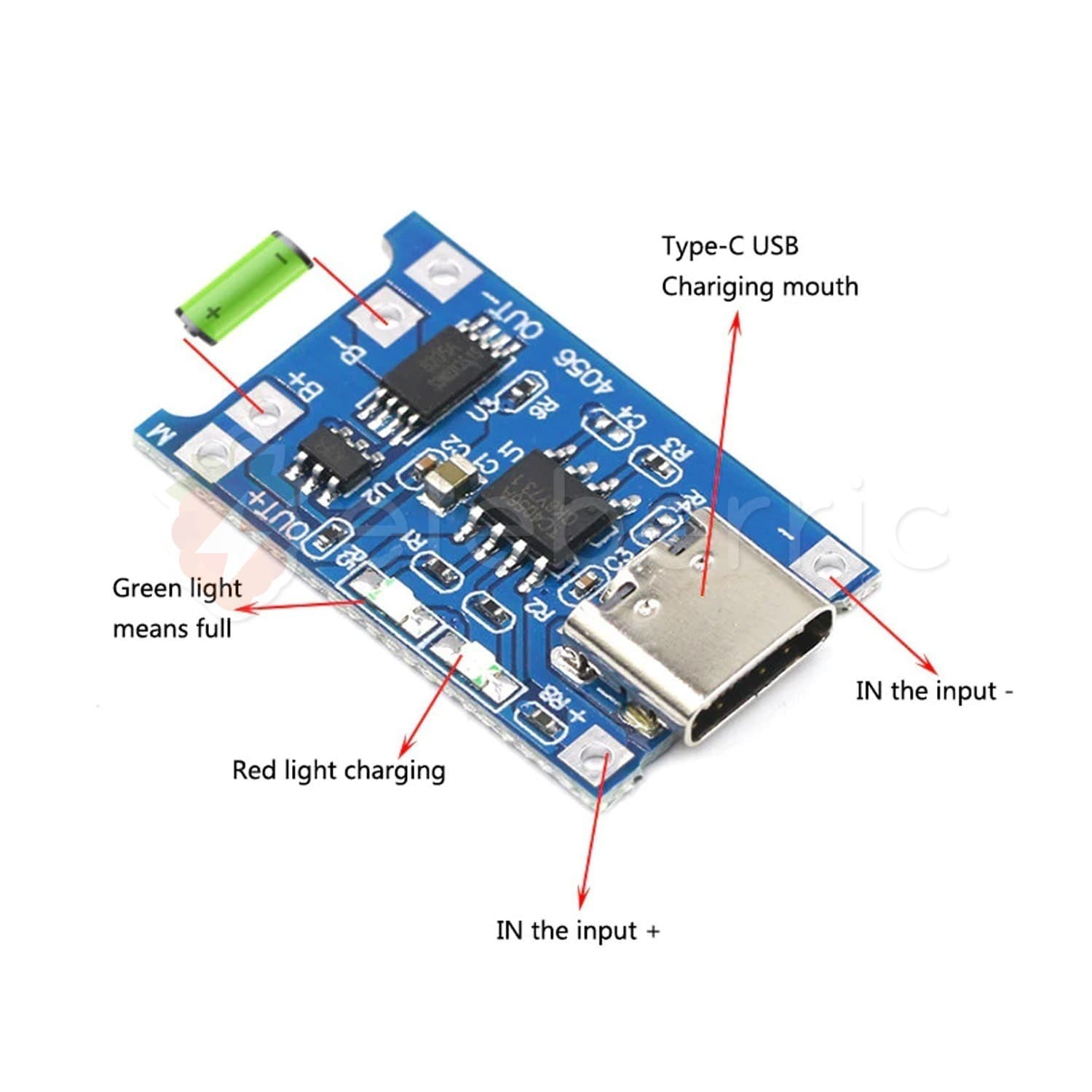 TP4056 5V 1A USB Type-C Charger with Current Protection - View 4