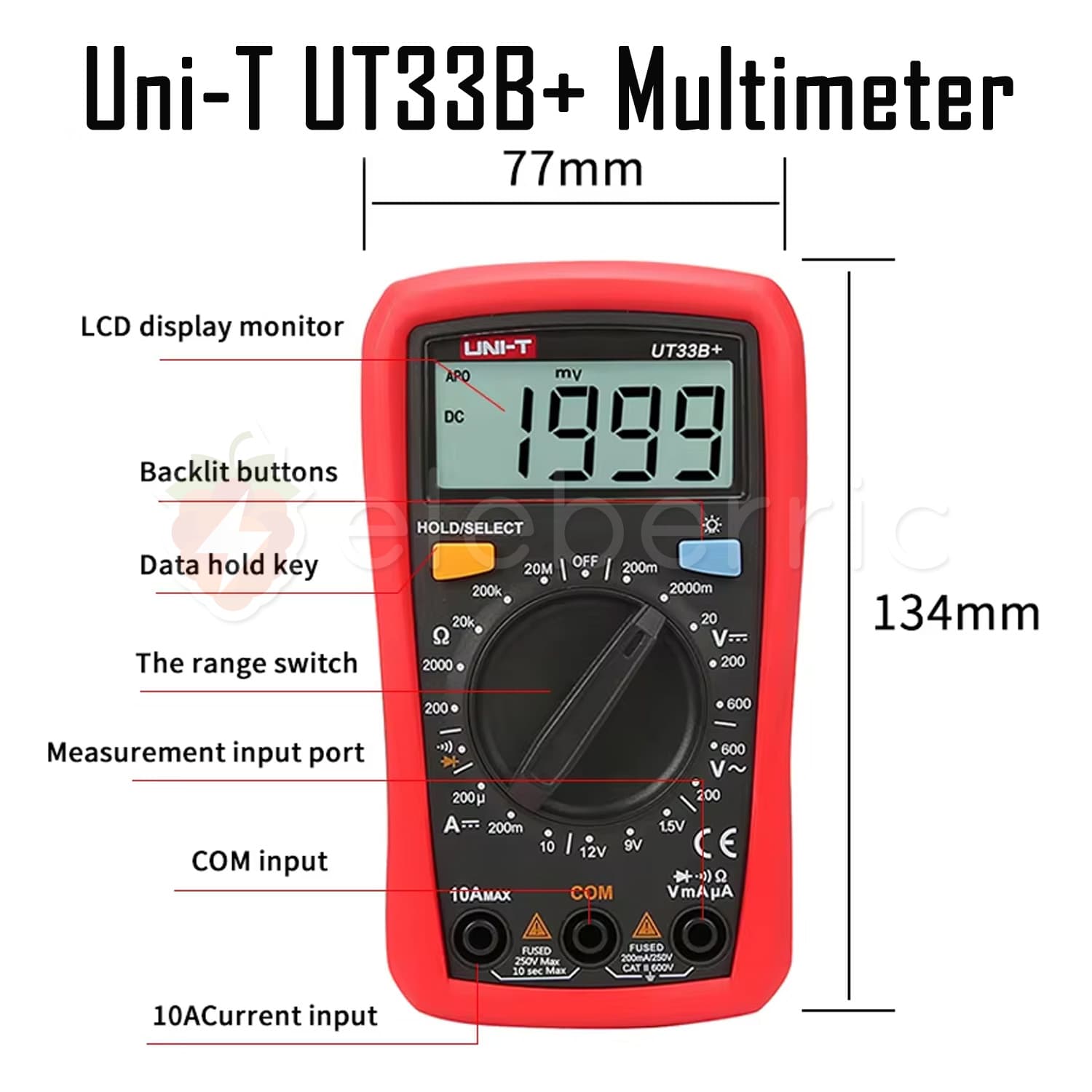 Uni-T UT33B+ Digital Multimeter Auto Range Palm Size Tester - View 6